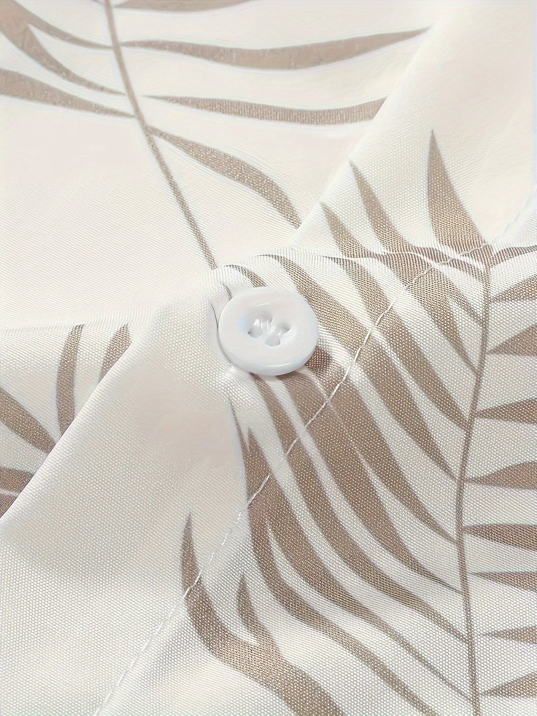 Two-piece summer set men leaf print shirt and shorts - Kiano-White/Brown-M(48)-State of Style