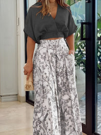 Two-Piece Summer Set with Loose Blouse and Wide Trousers – Élise-Black-S-State of Style