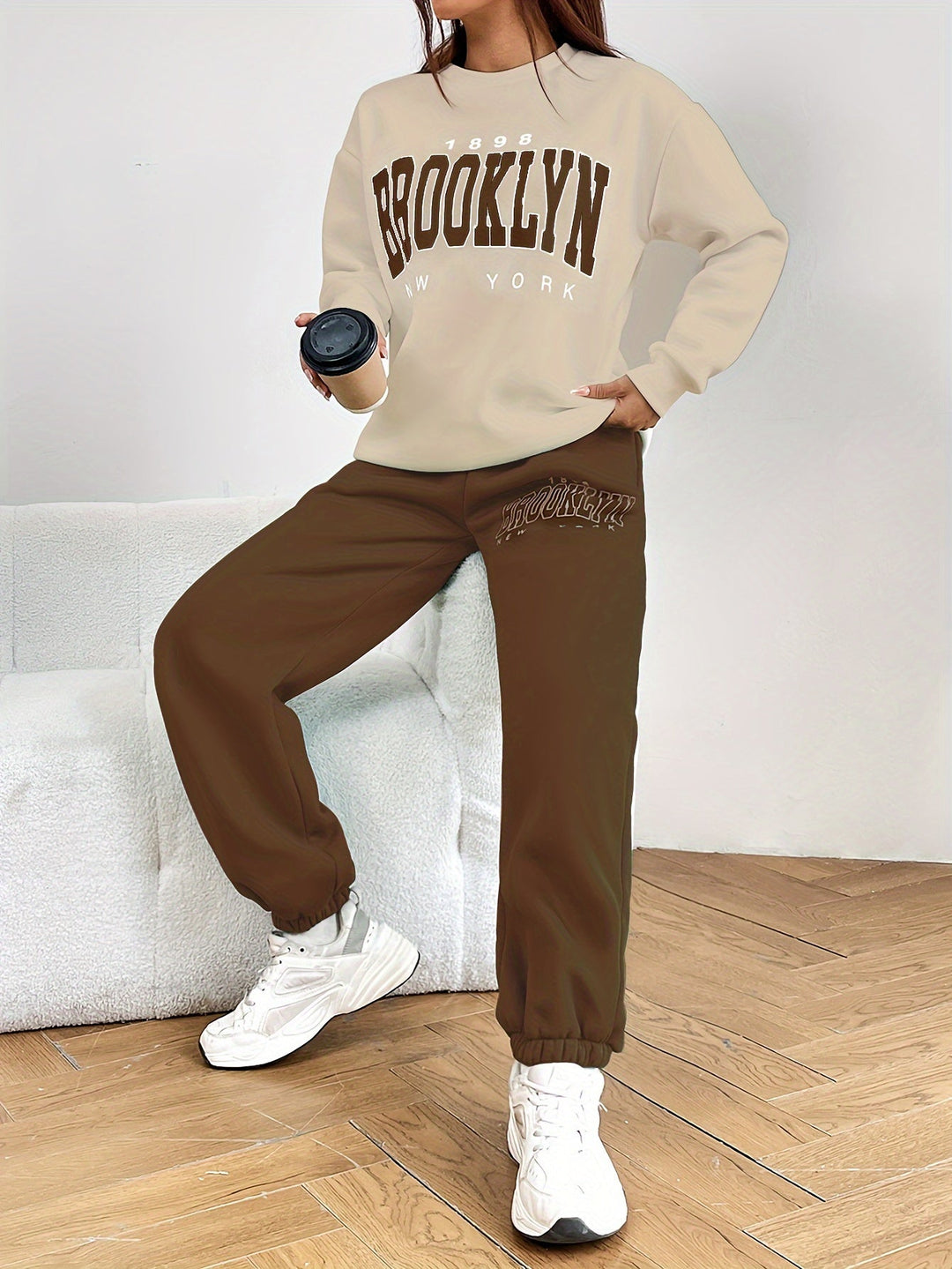 Two-Piece Tracksuit with Trendy Letter Print - Isabelle-Green-S-State of Style