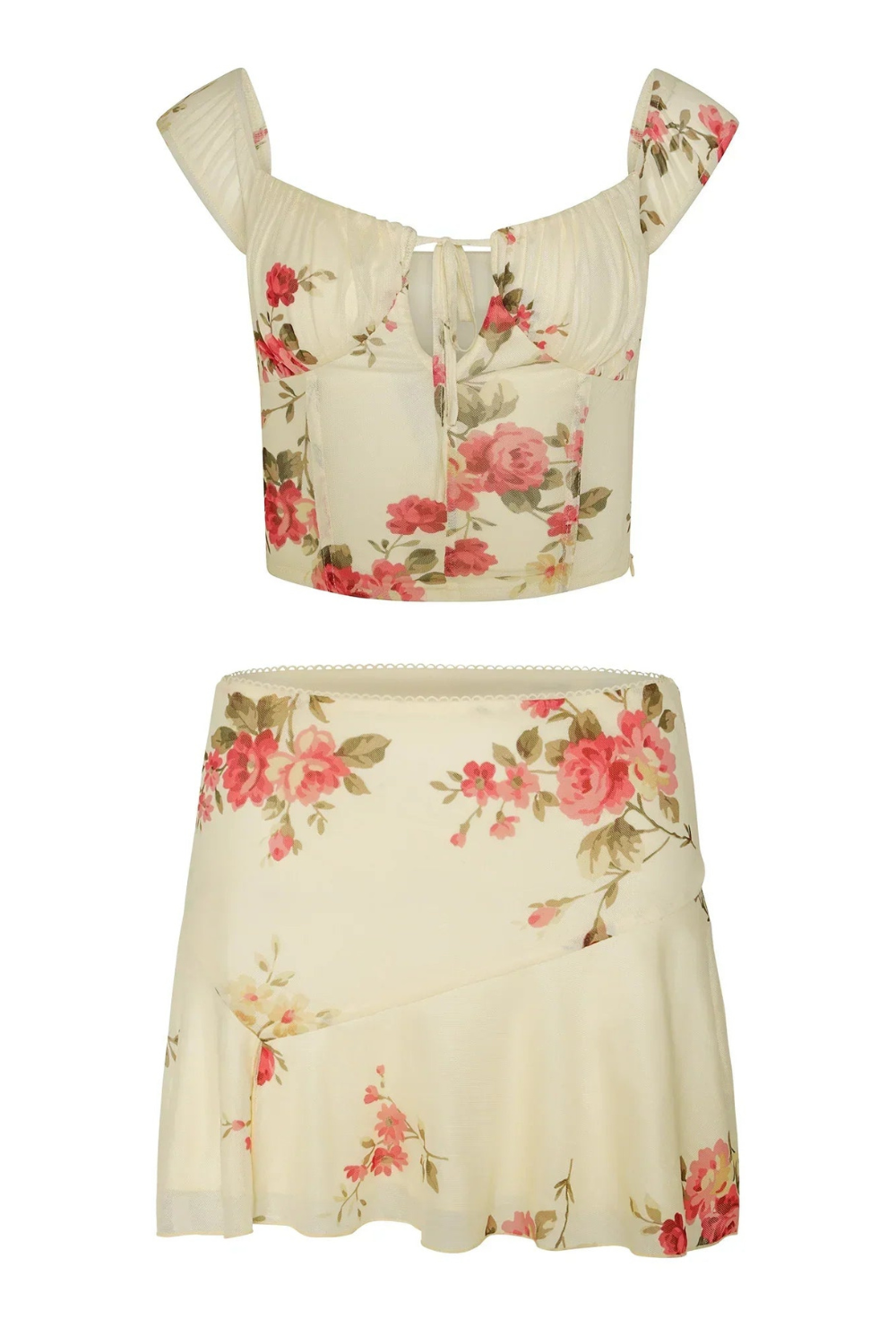 Two-piece women's summer set with flower pot and mini skirt – Malia-XS-State of Style
