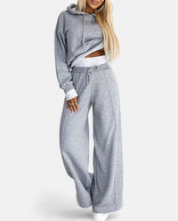 Two-Tone Hoodie Set with Wide Legs - Isabelle-Grey-S-State of Style