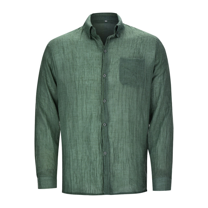 Tyler – Men’s Linen Shirt-Green-M-State of Style