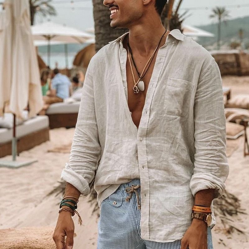 Tyler – Men’s Linen Shirt-Green-M-State of Style