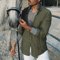 Tyler – Men’s Linen Shirt-Green-M-State of Style