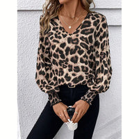 Trendy Ladies' Blouse with Leopard Print – Seraphina