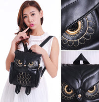 PU Leather Owl Print Backpack for Women – Multi-Pocket Design