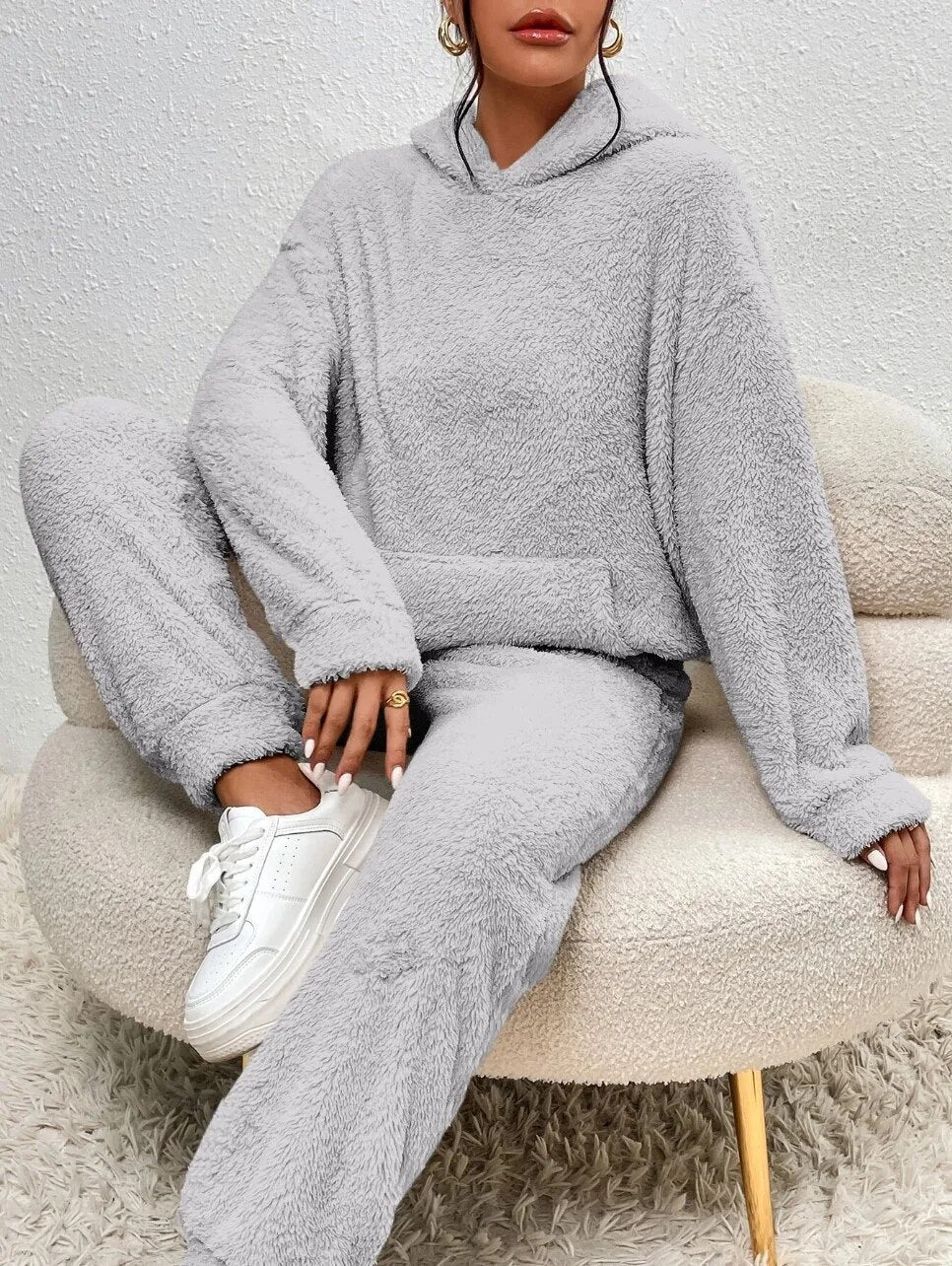 Ultra-Comfortable Teddy Loungewear with Hood - Lana-Grey-XS-State of Style