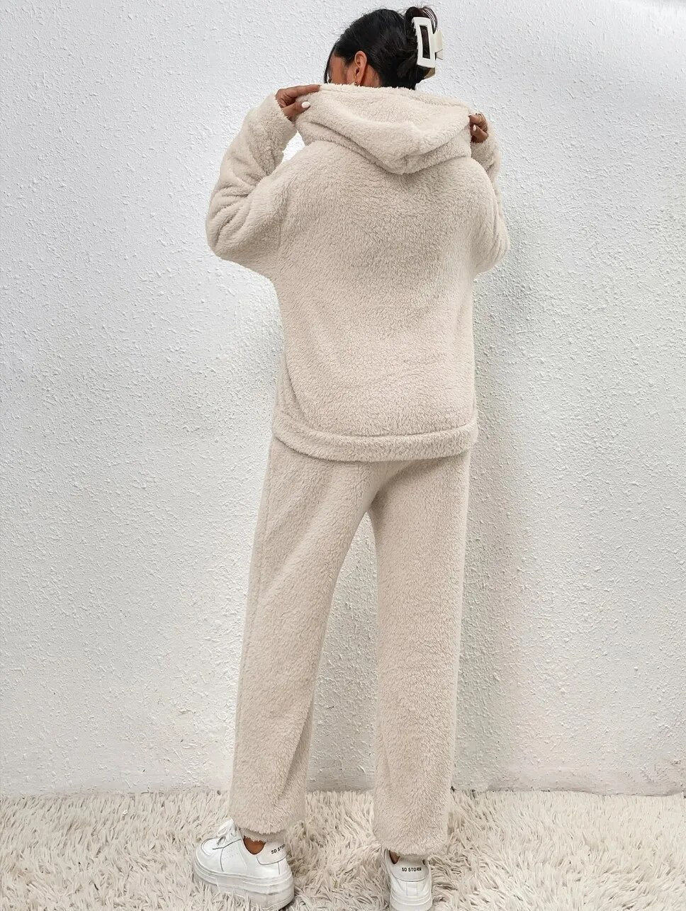 Ultra-Comfortable Teddy Loungewear with Hood - Lana-White-XS-State of Style