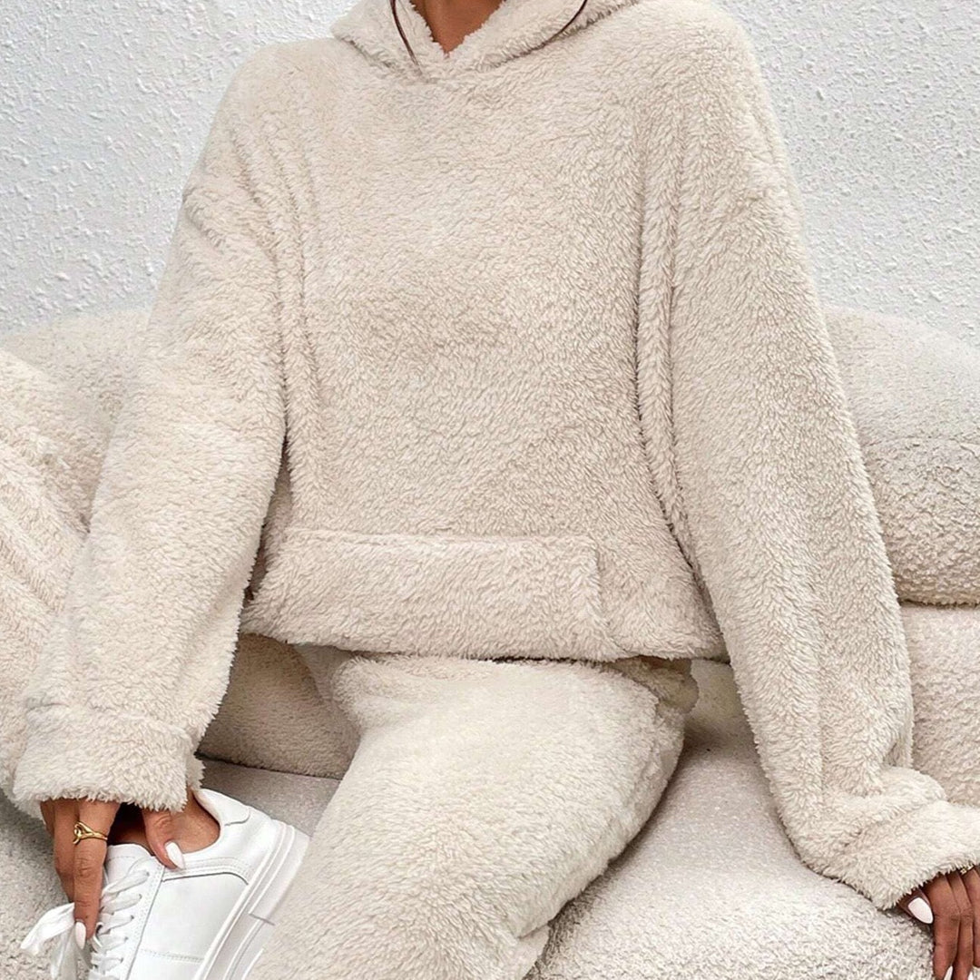 Ultra-Comfortable Teddy Loungewear with Hoodie - Lana-Beige-XS-State of Style