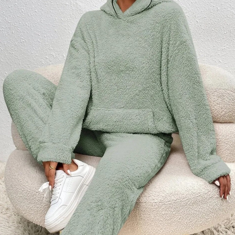 Ultra-Comfortable Teddy Loungewear with Hoodie - Lana-Green-XS-State of Style