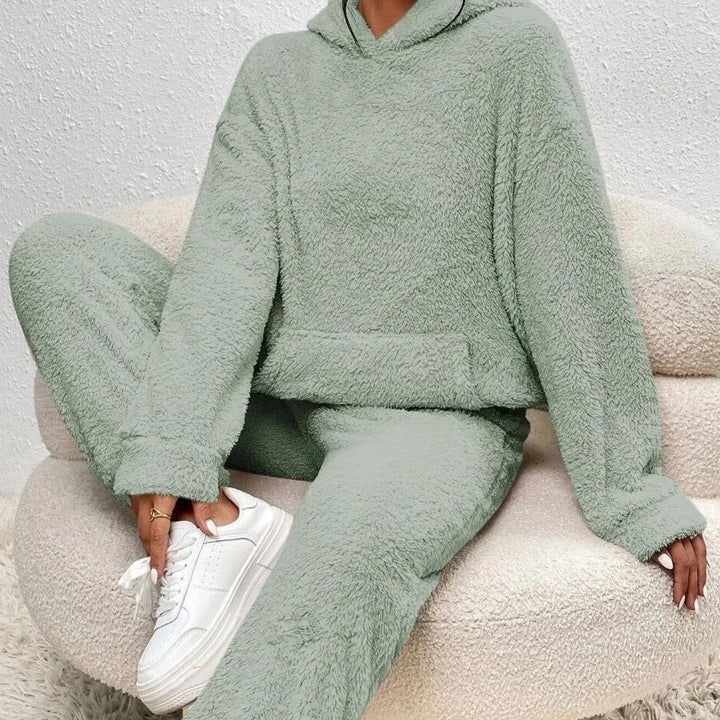 Ultra-Comfortable Teddy Loungewear with Hoodie - Lana-Green-XS-State of Style