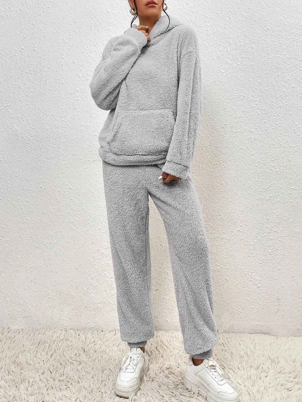 Ultra-Comfortable Teddy Loungewear with Hoodie - Lana-White-XS-State of Style
