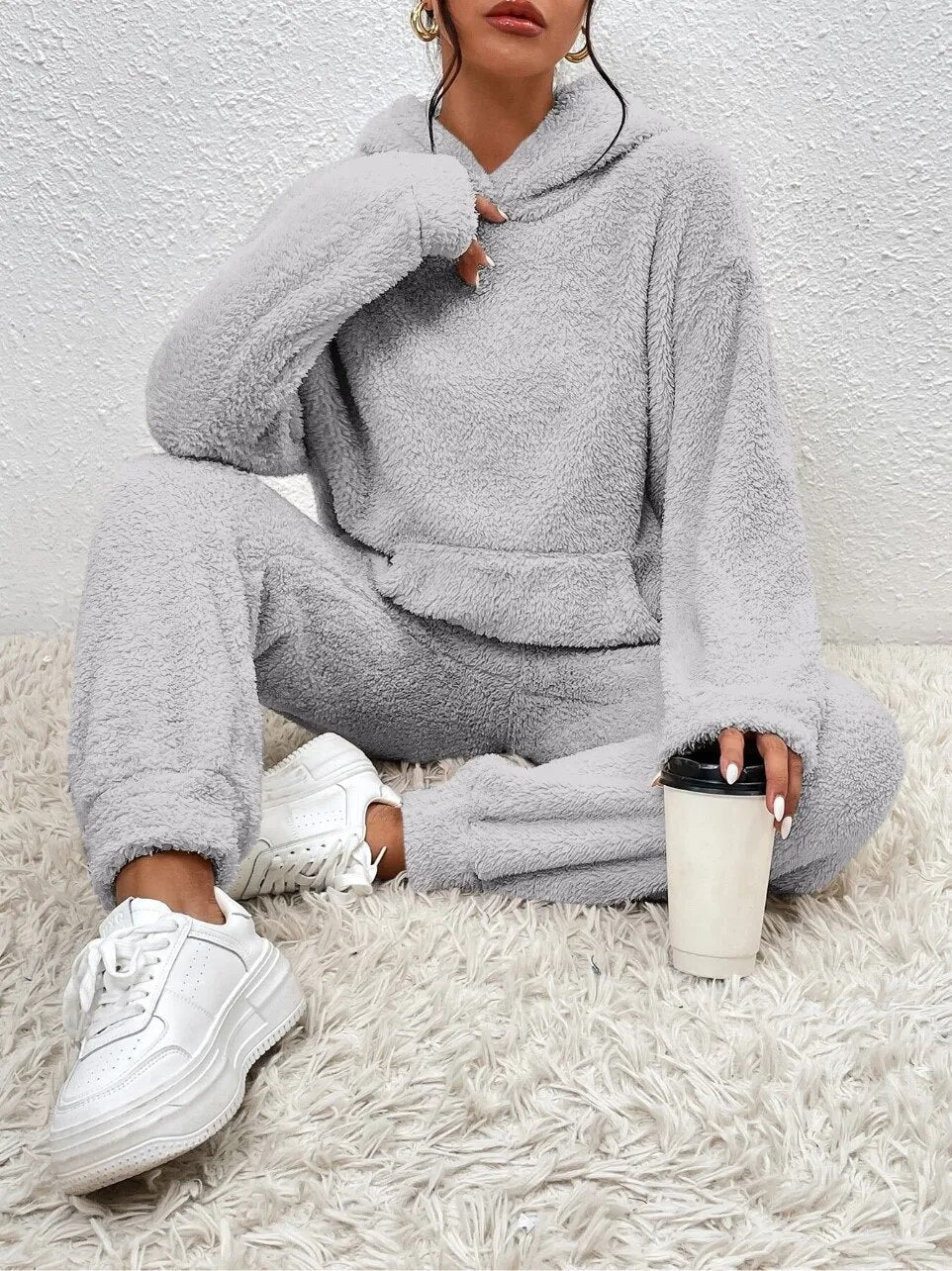 Ultra-Comfortable Teddy Loungewear with Hoodie - Lana-White-XS-State of Style