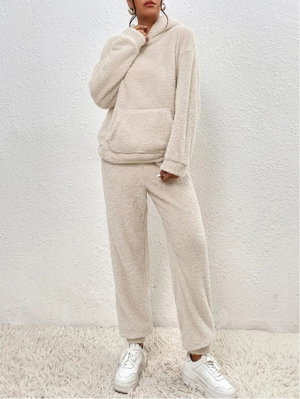 Ultra-Comfortable Teddy Loungewear with Hoodie - Lana-White-XS-State of Style