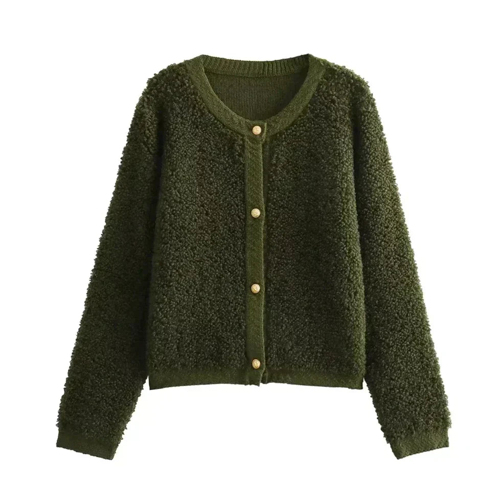 Ultra Soft Cardigan Vest - CozyTeddy-Green-S-State of Style