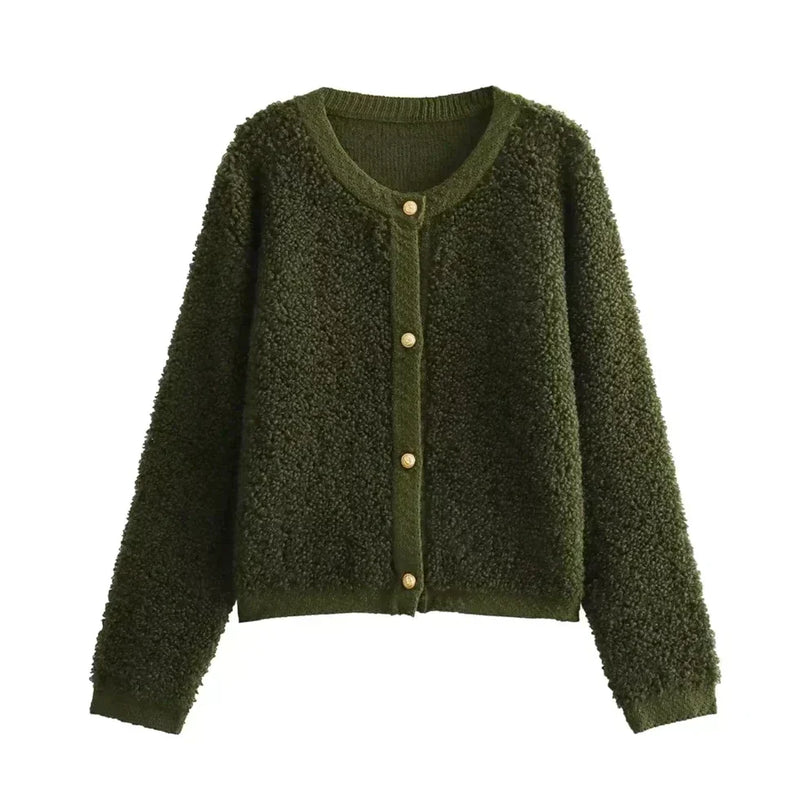 Ultra Soft Cardigan Vest - CozyTeddy-Green-S-State of Style