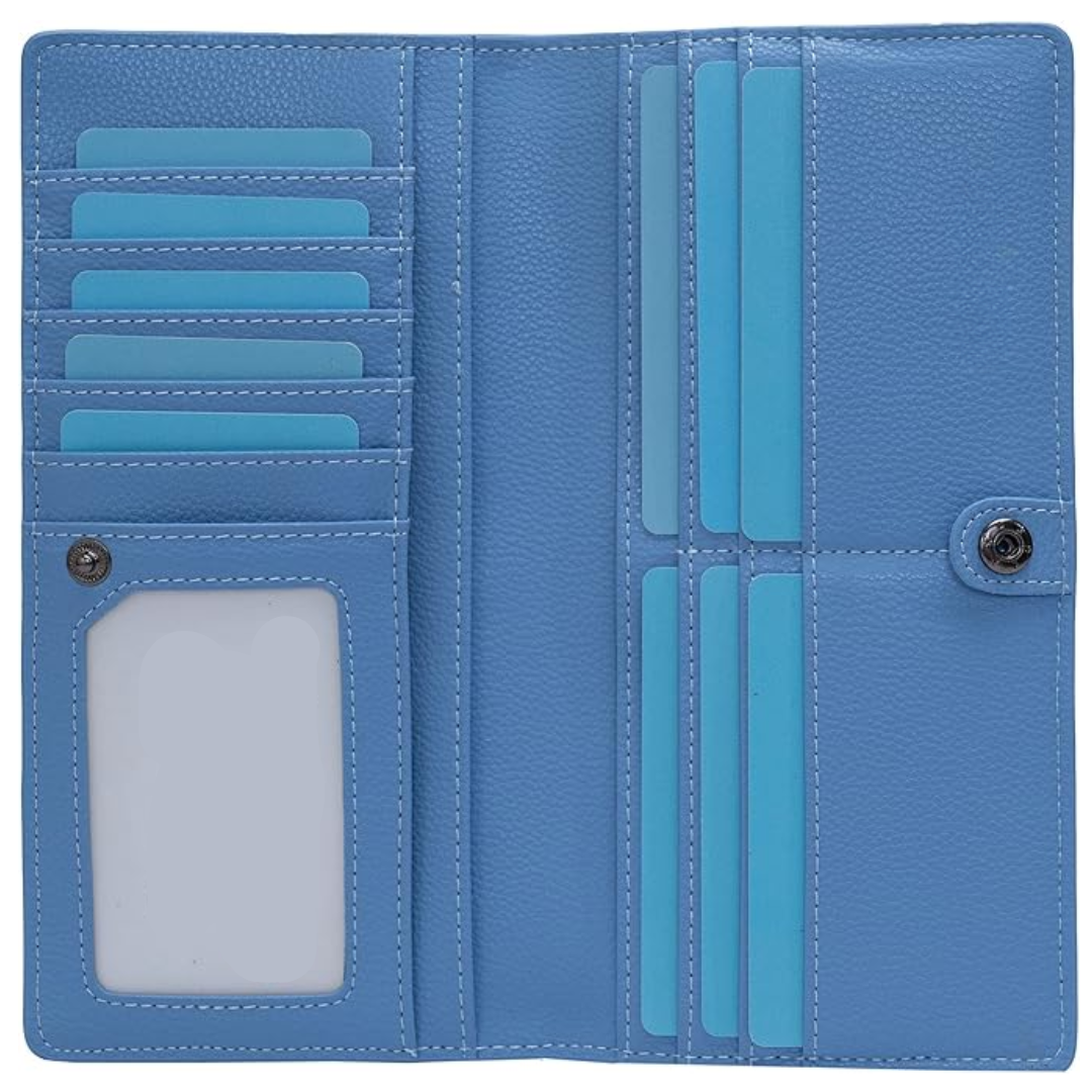 Ultra-thin RFID Blocking Leather Card Wallet - Renée-Blue-State of Style