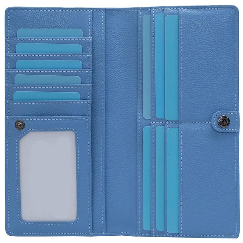 Ultra-thin RFID Blocking Leather Card Wallet - Renée-Blue-State of Style