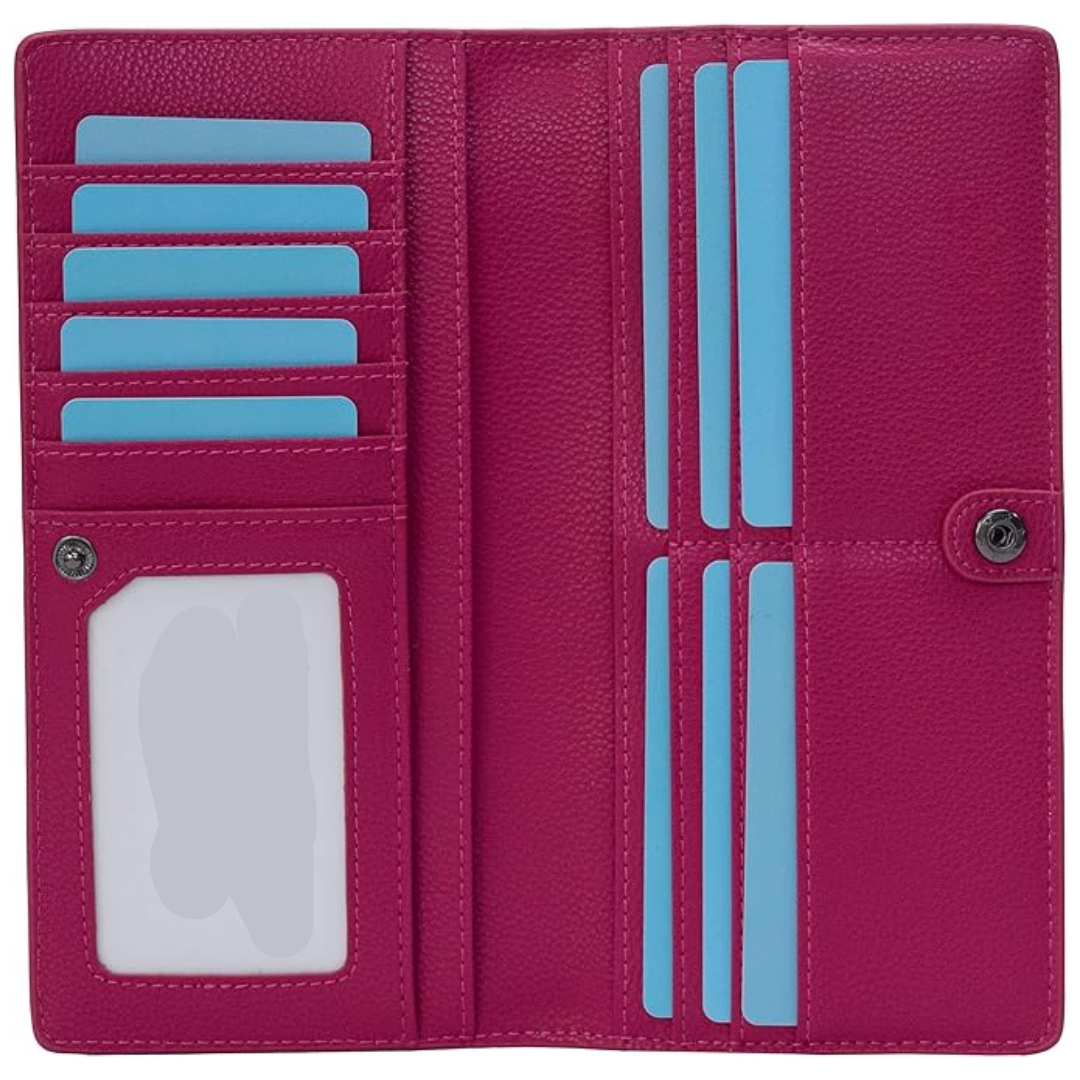 Ultra-thin RFID Blocking Leather Card Wallet - Renée-Fuchsia-State of Style