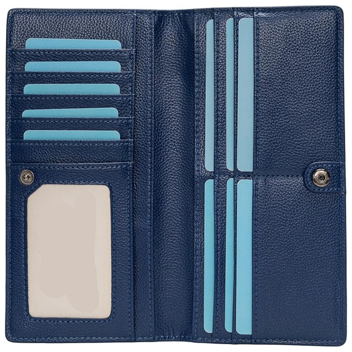 Ultra-thin RFID Blocking Leather Card Wallet - Renée-Marine blue-State of Style