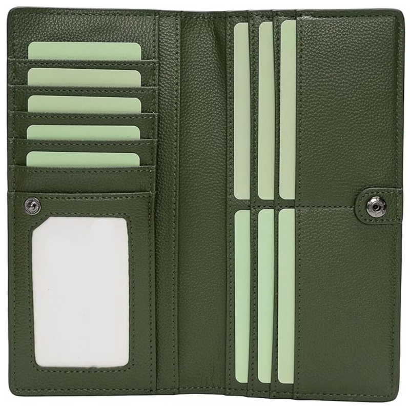 Ultra-thin RFID Blocking Leather Card Wallet - Renée-Olive green-State of Style