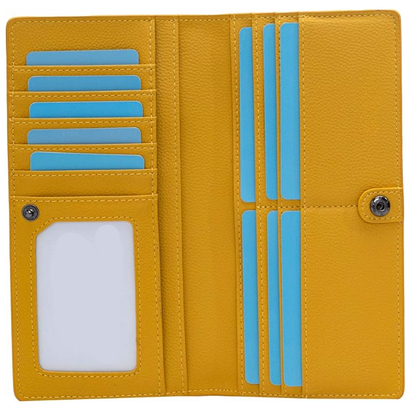 Ultra-thin RFID Blocking Leather Card Wallet - Renée-Yellow-State of Style