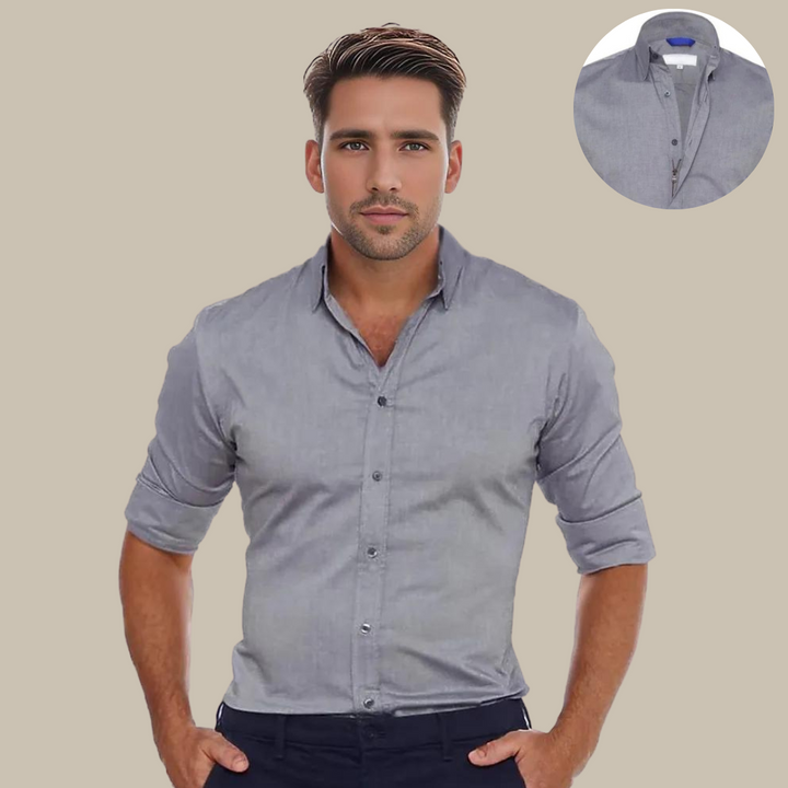 UltraFlex Shirt | Crease-Resistant Blouse with Zip-Grey-XS-State of Style