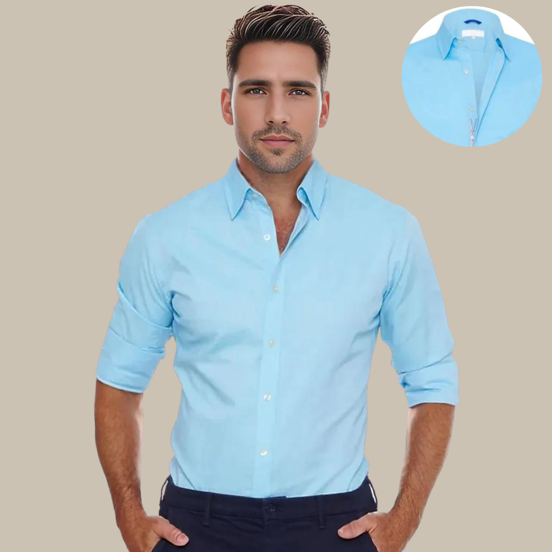 UltraFlex Shirt | Crease-Resistant Blouse with Zip-Light Blue-XS-State of Style