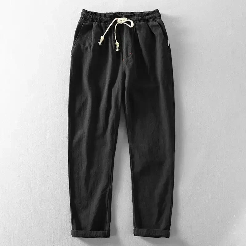 Ultralight Breathable Men's Linen Trousers – Fabio-Black-S-State of Style