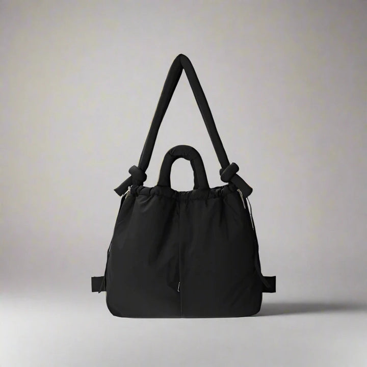 Unique Puffer Handbag with Trendy Volume - Riva-Black-State of Style