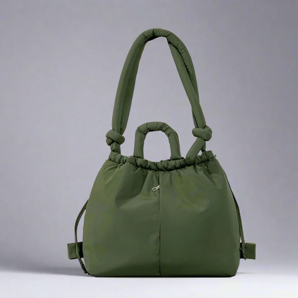 Unique Puffer Handbag with Trendy Volume - Riva-Olive green-State of Style