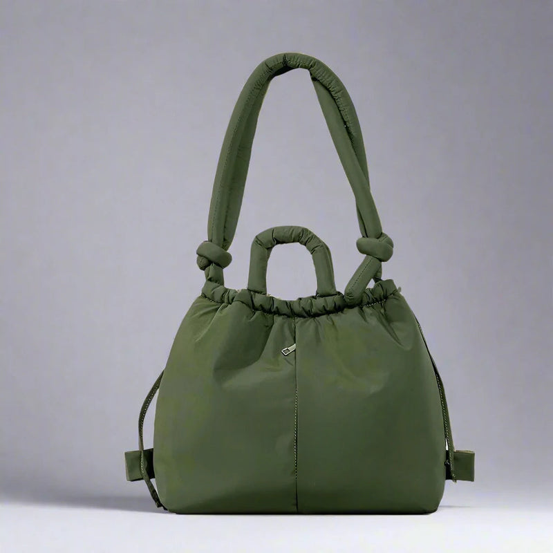 Unique Puffer Handbag with Trendy Volume - Riva-Olive green-State of Style