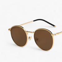 Unisex Designer Sunglasses with Round Lenses – Nova-Gold Brown-State of Style