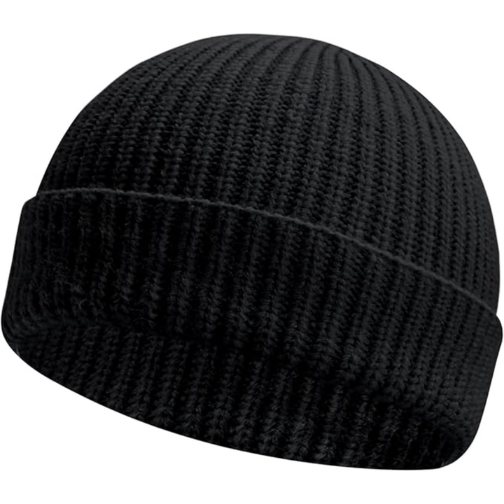 Unisex Knitted Hat with Low Turn-Up – Robin-Black-State of Style