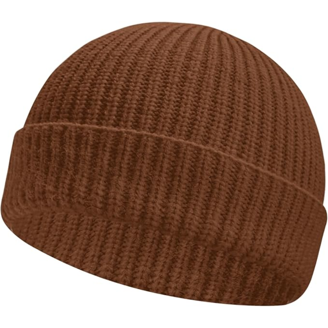 Unisex Knitted Hat with Low Turn-Up – Robin-Brown-State of Style