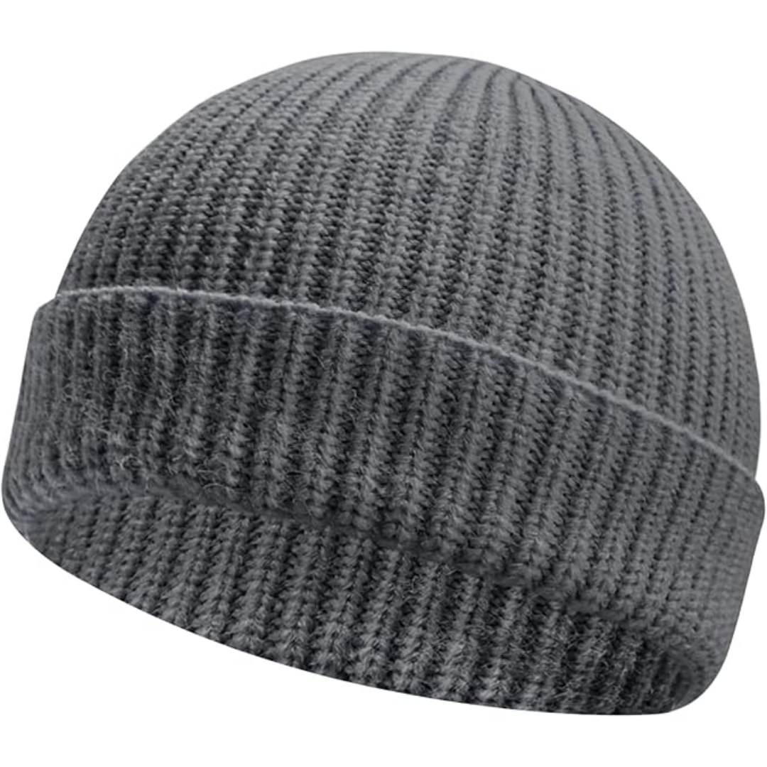 Unisex Knitted Hat with Low Turn-Up – Robin-Grey-State of Style