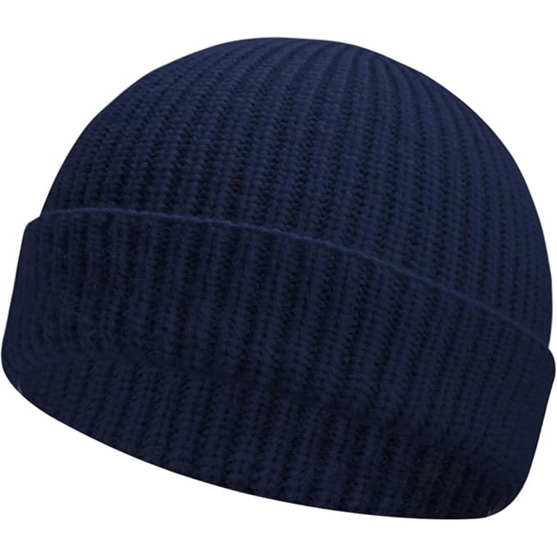 Unisex Knitted Hat with Low Turn-Up – Robin-Marine blue-State of Style