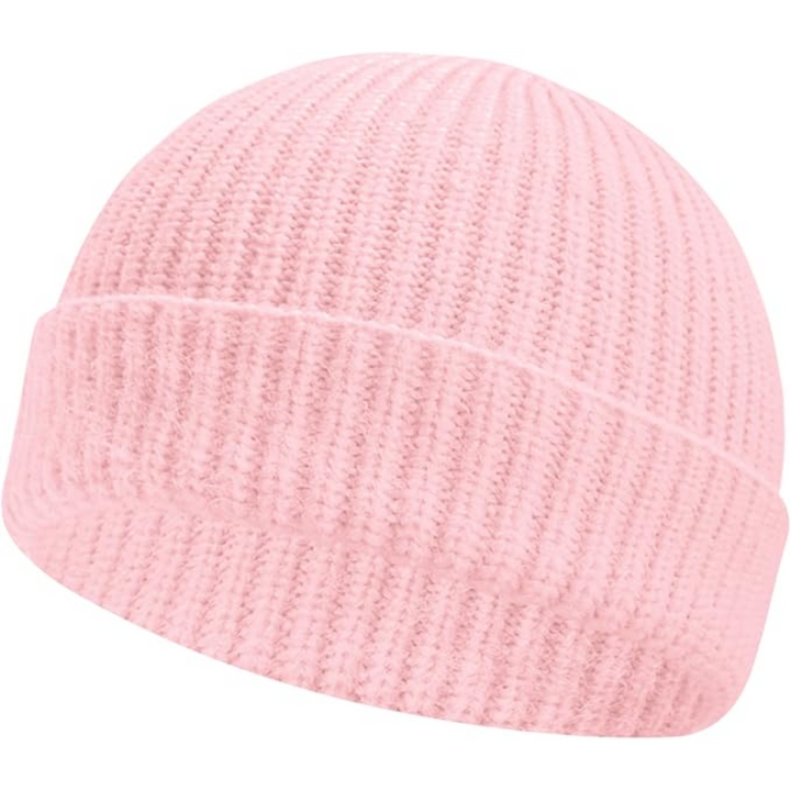 Unisex Knitted Hat with Low Turn-Up – Robin-Pink-State of Style