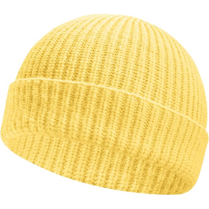Unisex Knitted Hat with Low Turn-Up – Robin-Yellow-State of Style