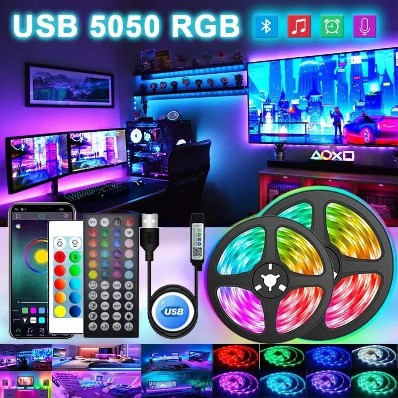 USB LED STRIP WITH COLOUR CHANGING - RGB LIGHT FOR ROOM DECORATION & TV BACKLIGHTING-3-button controller-1m-State of Style