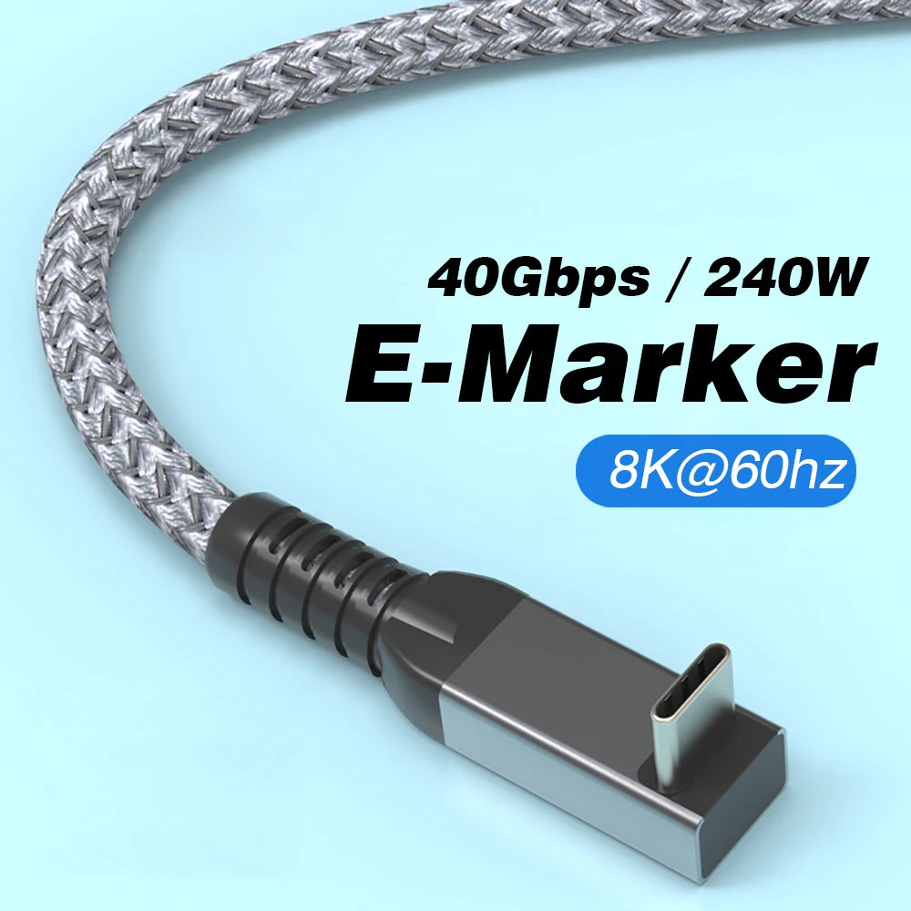 USB4 90° Angled Type-C Cable – 40Gbps, 240W Fast Charge & 8K Display (Buy 1, Take 1 FREE)-0.5m-USB4 40G 8K 2L-State of Style