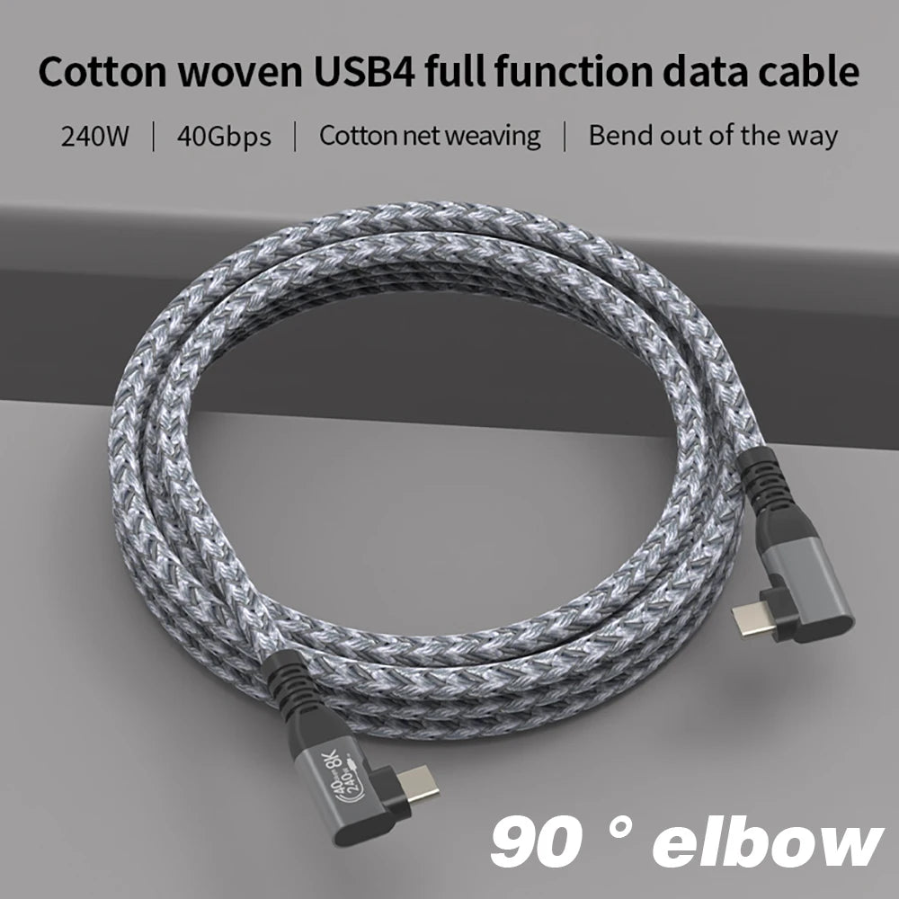 USB4 90° Angled Type-C Cable – 40Gbps, 240W Fast Charge & 8K Display (Buy 1, Take 1 FREE)-0.5m-USB4 40G 8K 2L-State of Style