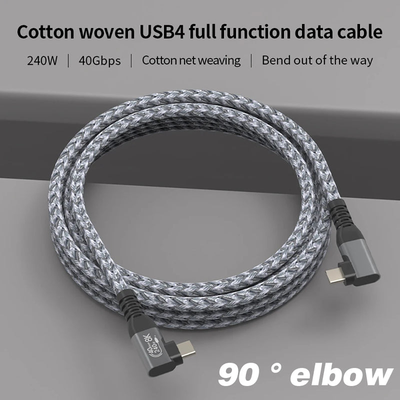 USB4 90° Angled Type-C Cable – 40Gbps, 240W Fast Charge & 8K Display (Buy 1, Take 1 FREE)-0.5m-USB4 40G 8K 2L-State of Style