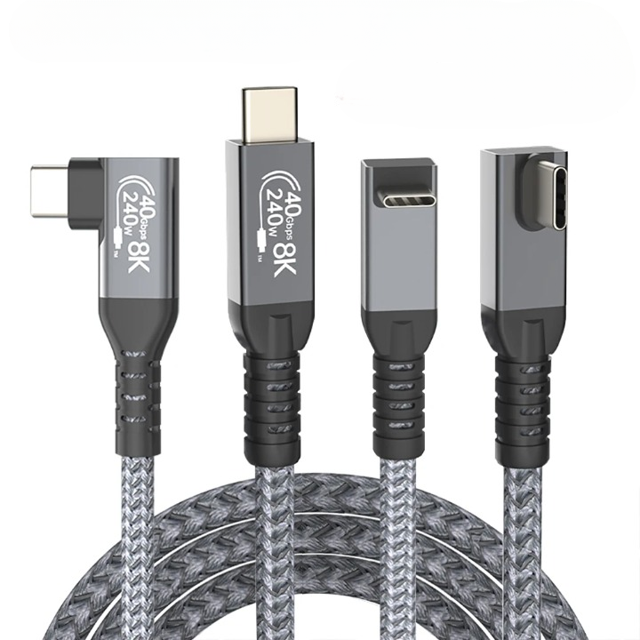 USB4 90° Angled Type-C Cable – 40Gbps, 240W Fast Charge & 8K Display (Buy 1, Take 1 FREE)-0.5m-USB4 40G 8K 2L-State of Style