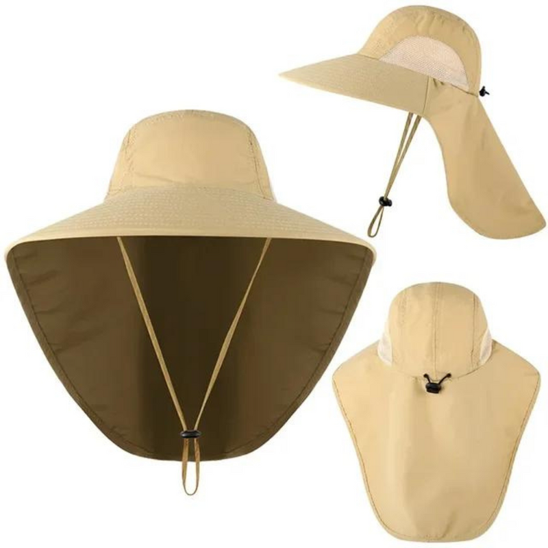 UV protection sun hat for women with mesh & drawstring – Freja-Beige-State of Style