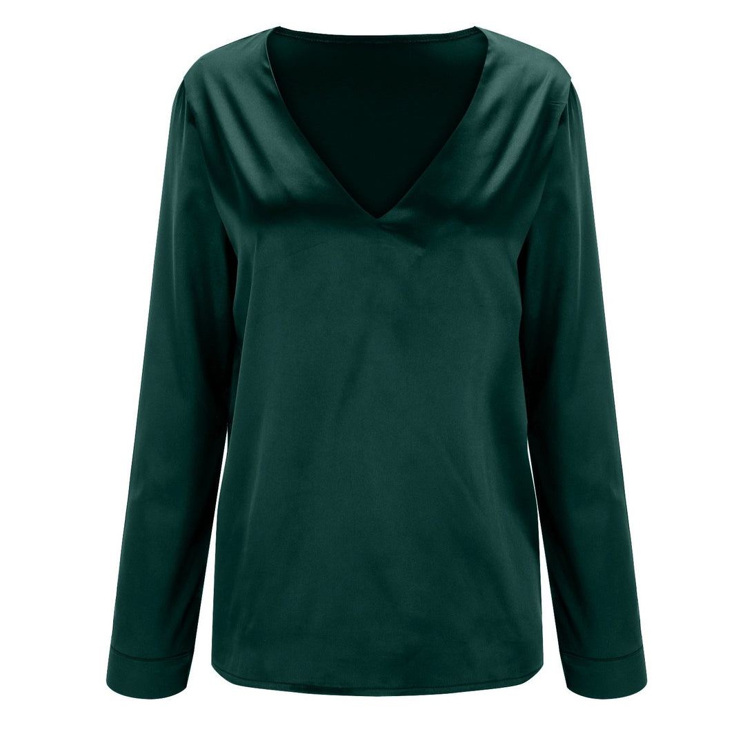 V-Neck Blouse | Elegant Women's Top-Green-S-State of Style