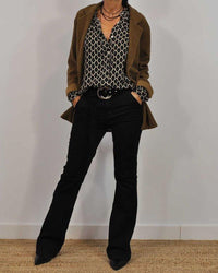 V-Neck Blouse with Long Sleeves - Elena-Black-XS-State of Style