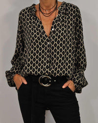 V-Neck Blouse with Long Sleeves - Elena-Black-XS-State of Style