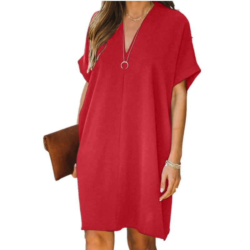 V-Neck Dress | Elegant & Comfortable for Women-Red-S-State of Style