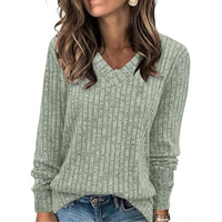 V-Neck Lightweight Tunic Sweater - Amanda-Cream green-S-State of Style